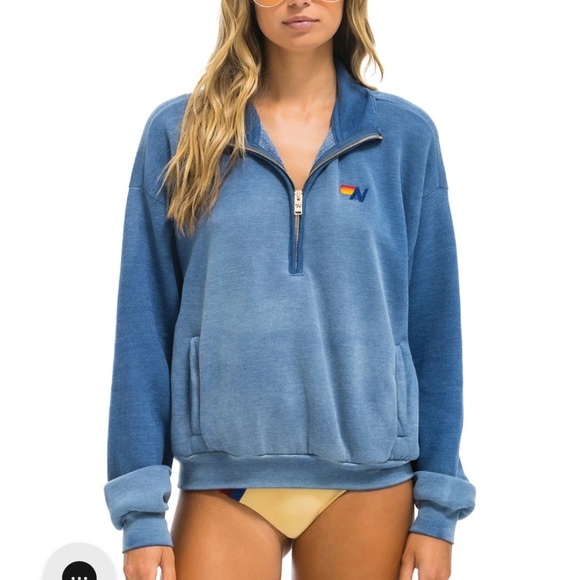 Aviator Nation Blue Zip-Up Sweater - Picture 1 of 4